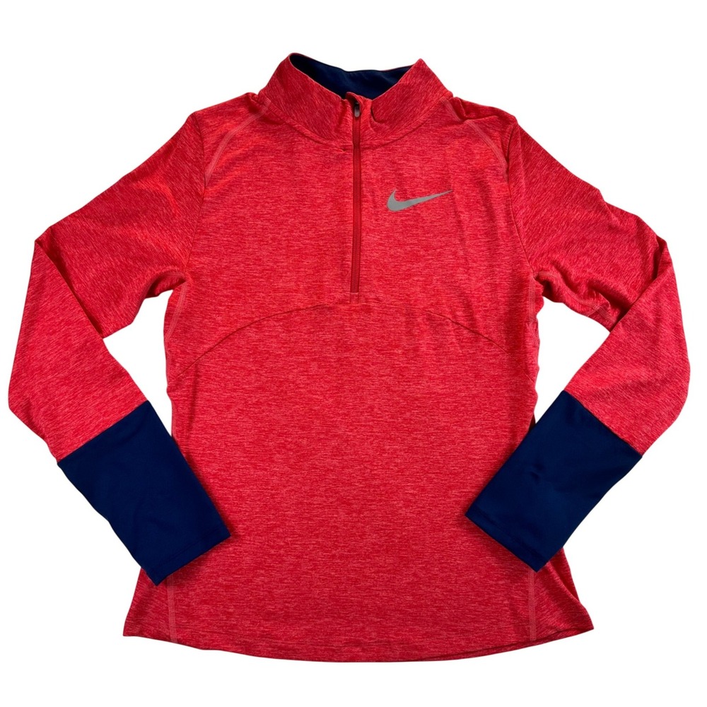 Nike Running Womens Dri-FIT Half Zip Pullover XL Red Navy 890206-823